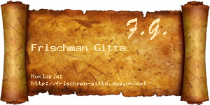Frischman Gitta névjegykártya